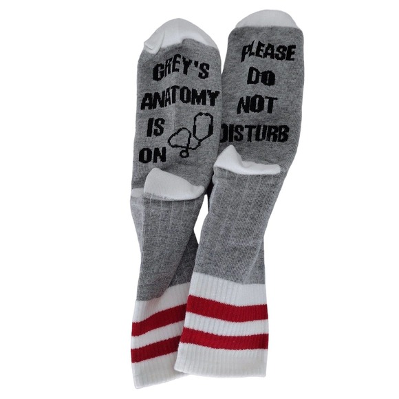 Popular Accessories - Funny Socks Do Not Disturb Greys Anatomy Is On Gray Red White Popular NIP